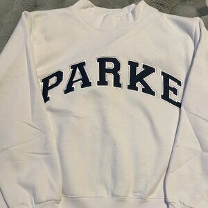 *BRAND NEW* PARKE White Mockneck with Navy Lettering - L/XL